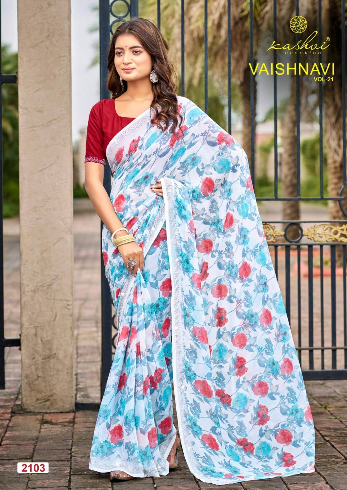 VAISHNAVI VOL 21 By KASHVI CREATION 2101 To 2108 Series Indian Traditional Wear Georgette sarees At Wholesale Price